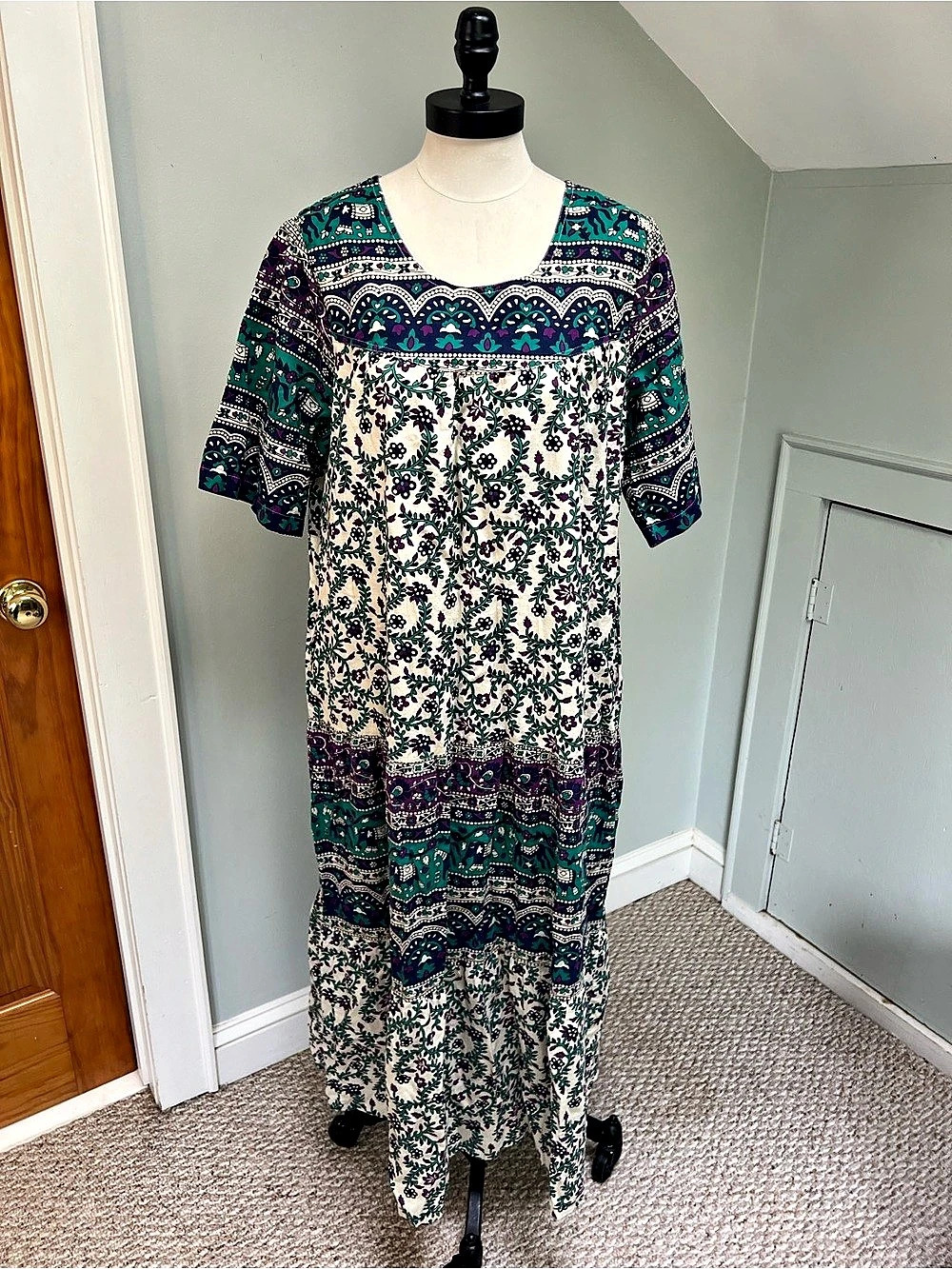 Vermont Country Store Floral Print Maxi Dress Cottagecore Boho